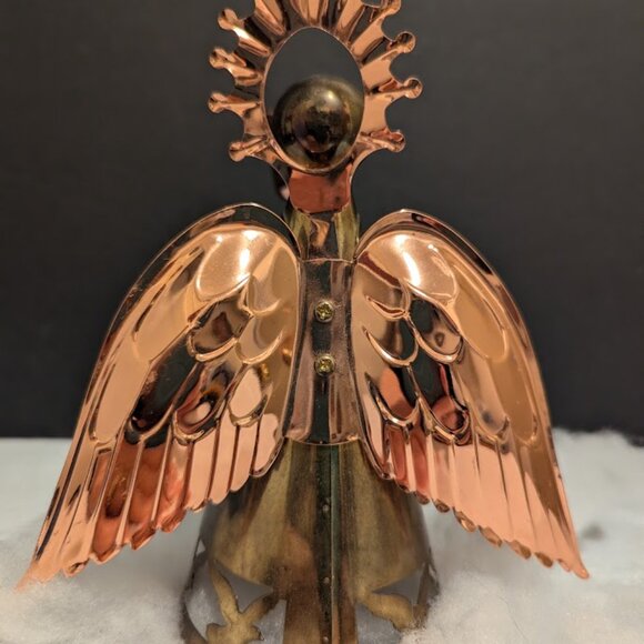 Brass & Copper Angel w Halo Candleholder Vintage Hong Kong - Picture 4 of 6